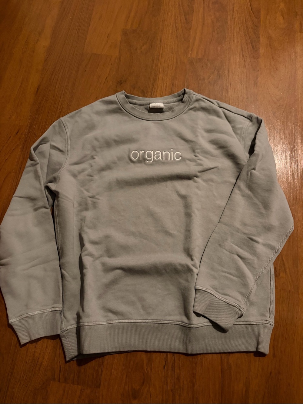 Organic Embroidered Crewneck Sweatshirt - Gray